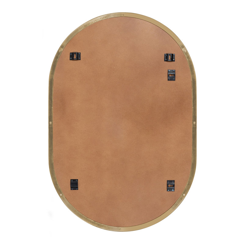 Elegant Brass Oval Wall Mirror with Metal Frame, 30" x 20"