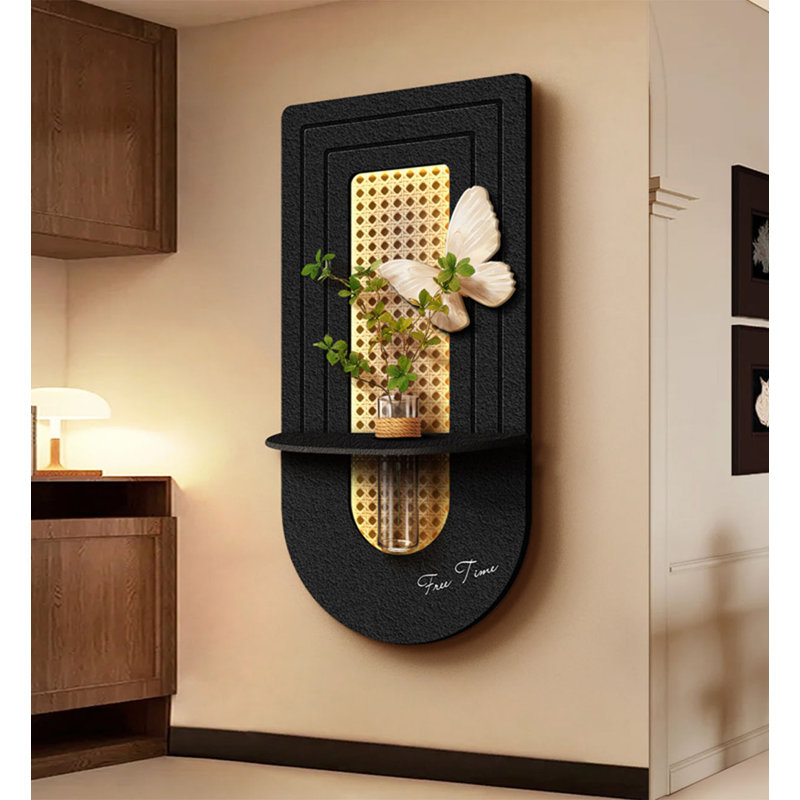 Article de décoration murale en grès tridimensionnel rétro en bambou, H 47,24 po x l 23,62 po x P 5,91 po, Noir