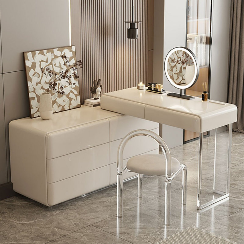 Coiffeuse avec miroir lumineux, 3 tiroirs, 1 chaise
