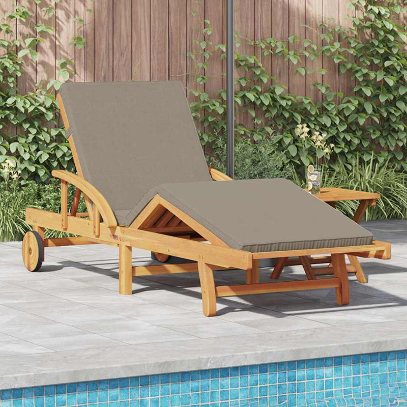 67cm Long Acacia Single Chaise, Taupe