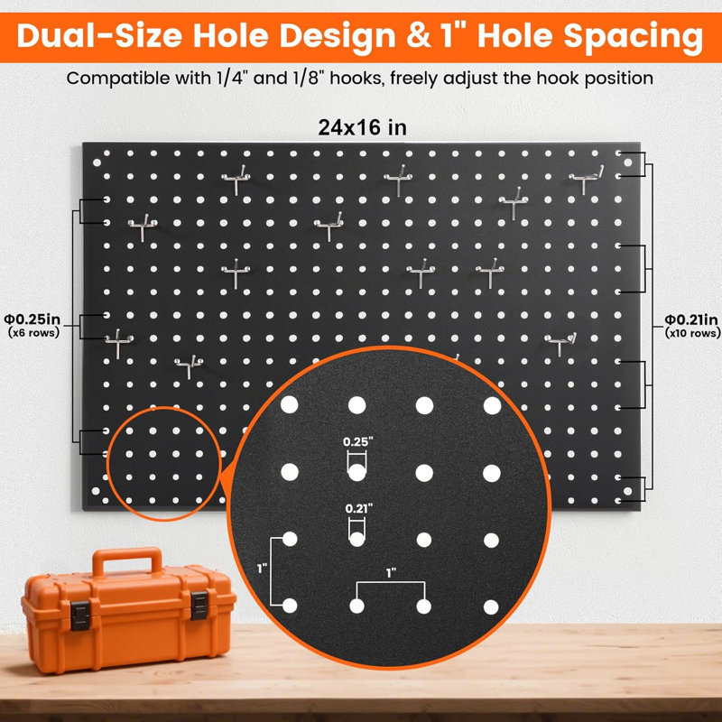 Pegboard, Metal Peg Board Panels Black Modular Wall Organizer Kit