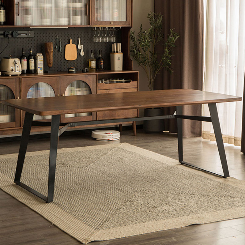Table de salle à manger en bois massif et fer de style italien, H 29,5 po x L 78,7 po x l 37,4 po