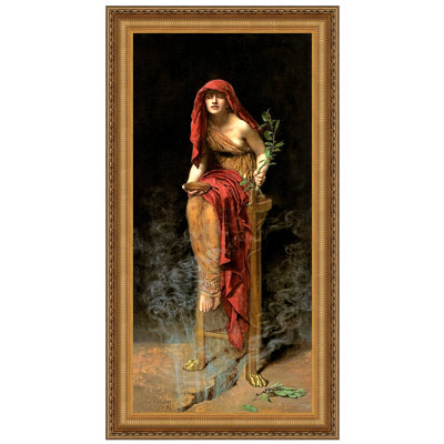 "The Priestess Of Delphi, 1891" by John Collier Hand-Finished Oil Painting Print with Mounting Hardware