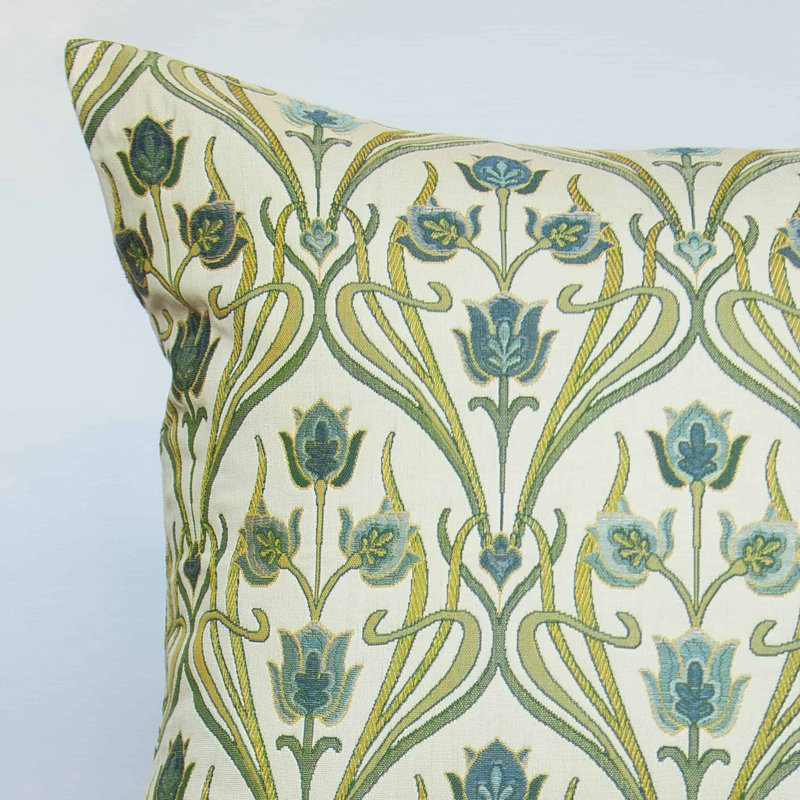 Woven Art Deco Cushion in Powder Blue, 58x58cm, Synthetic filled