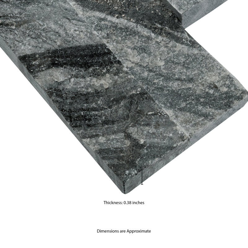 Stonecrest 6 in. x 24 in. Split Face Natural Stone Ledger Panel Wall Tile, Ashen Black