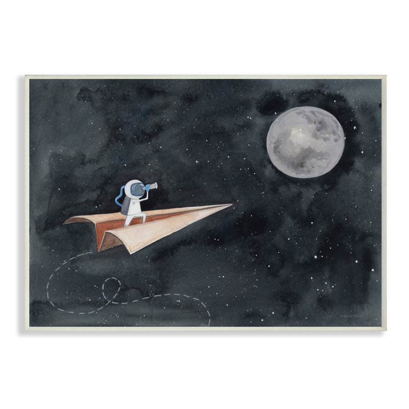 Art sur papier, vol dans l'espace, Plaque murale, H 13 po x l 19 po x P 0,5 po