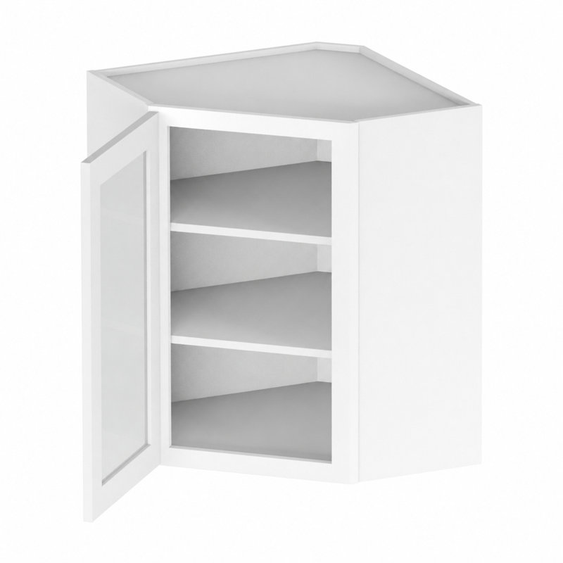Armoire de coin murale en verre Kindwood Eco Shaker prête à assembler, 36, Blanc
