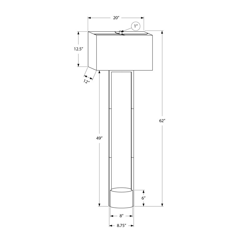 62'' Modern Black Metal Floor Lamp with Ivory Fabric Shade - Dimmable 3-Way Switch for Living Room, Bedroom & Office