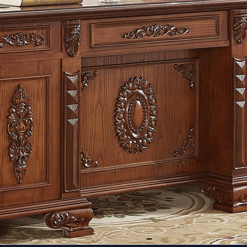 Bureau européen de style européen, H 31,5 po x l 70,87 po x P 35,43 po, Noyer