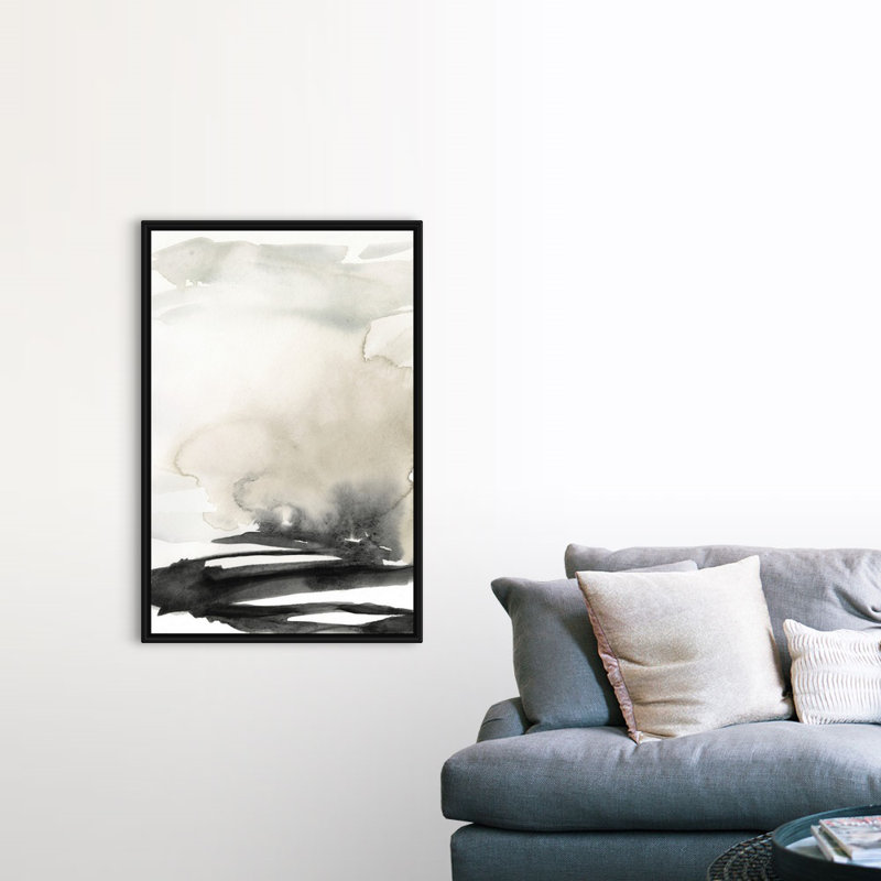 «Ebony Horizon Triptych I» par Jennifer Goldberger - reproduction d'art, Toile avec cadre noir, H 50 po x l 34 po x P 1,75 po