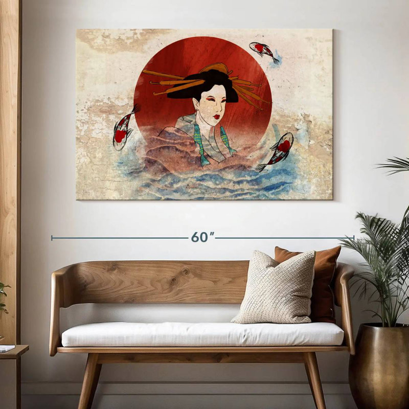 Koi et Geisha japonais Leisha, H 34 po x l 51 po