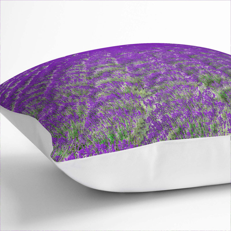 Field of Lavender Cushion with Filling, White, 40cm H x 40cm W x 15cm D