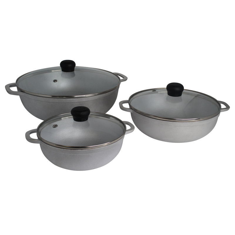Imusa 1.5, 2.5, And 5.2 Qt 3pc Basic Caldero Set With Glass Lid