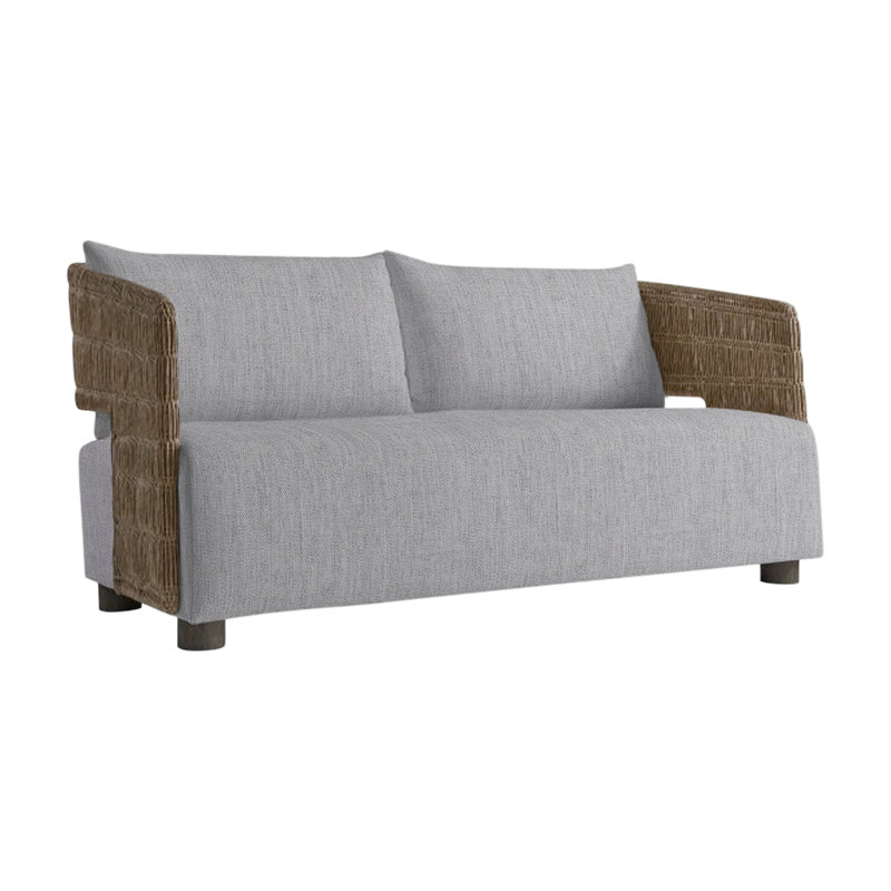 Maldives Outdoor Teak Loveseat, Canvas Granite Sunbrella® Canvas