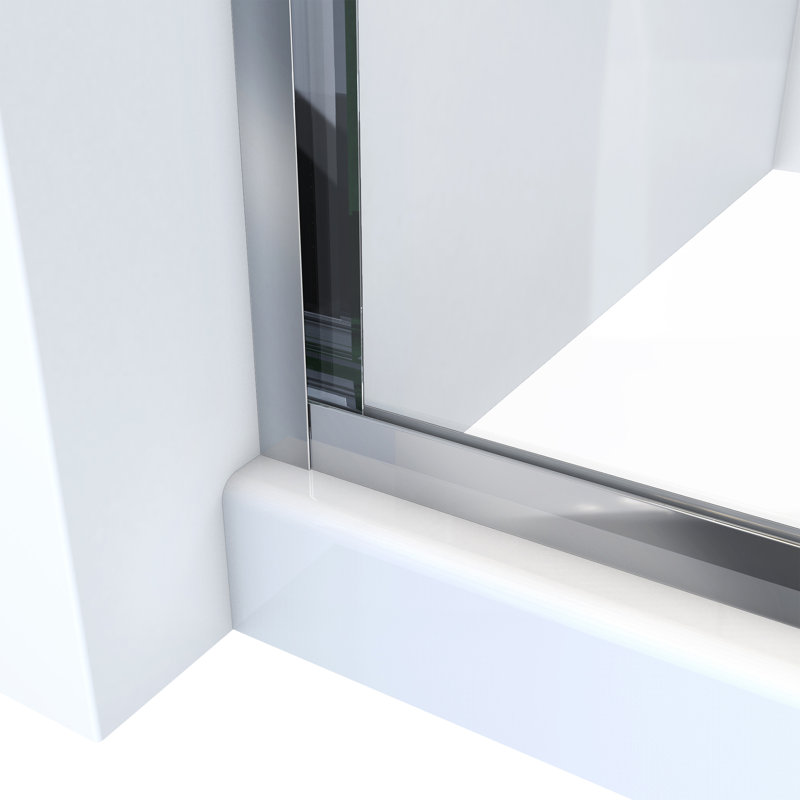 Ese 68" W x 70.375" H Bypass Semi-Frameless Shower Door, Polished Chrome, Right Opening