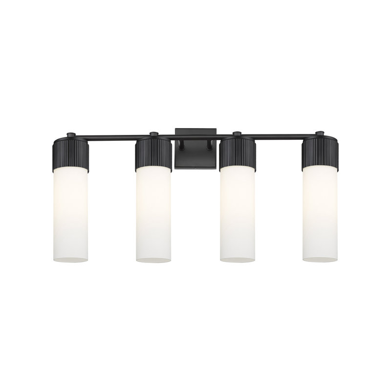 Éclairage pour meuble-lavabo mural 4 lumières 12 "Bolivar, Blanc, Noir mat