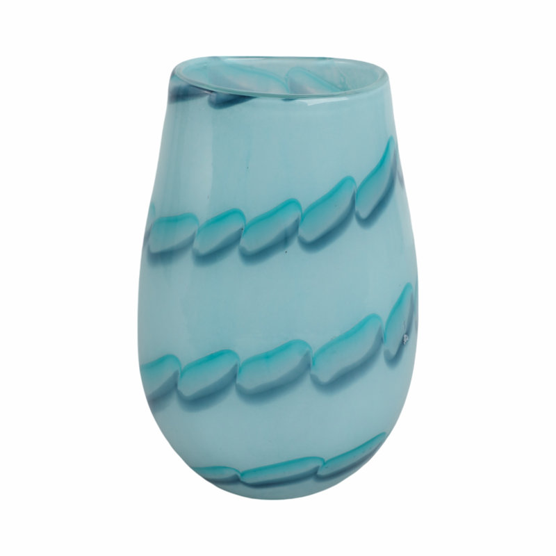 Handmade Glass Table Vase, 9" H x 6" W x 5" D
