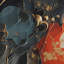 Rouge et or Marble Fire VI - Rideau abstrait obscurcissant avec peinture abstraite - 1 panneau-107830942