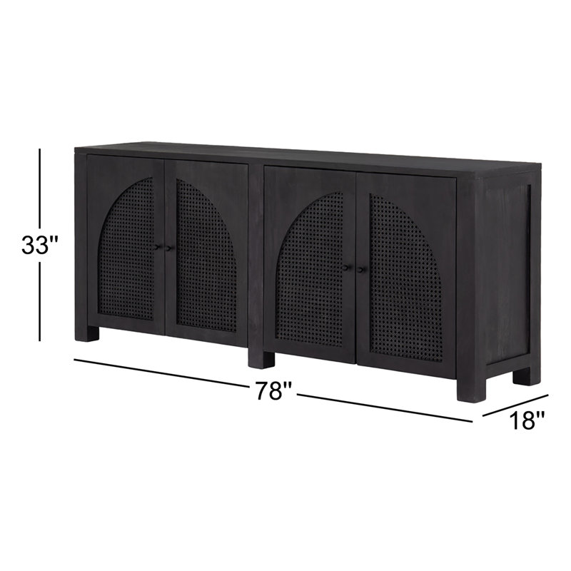 Tilda Sideboard, 33"H x 78"W x 18"D, Black Wash Mango