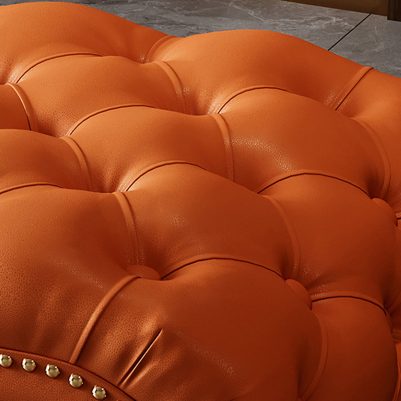 Banc de rangement en cuir orange pour la chambre et le vestibule, Orange, H 16,54 po x l 59,06 po x P 16,93 po