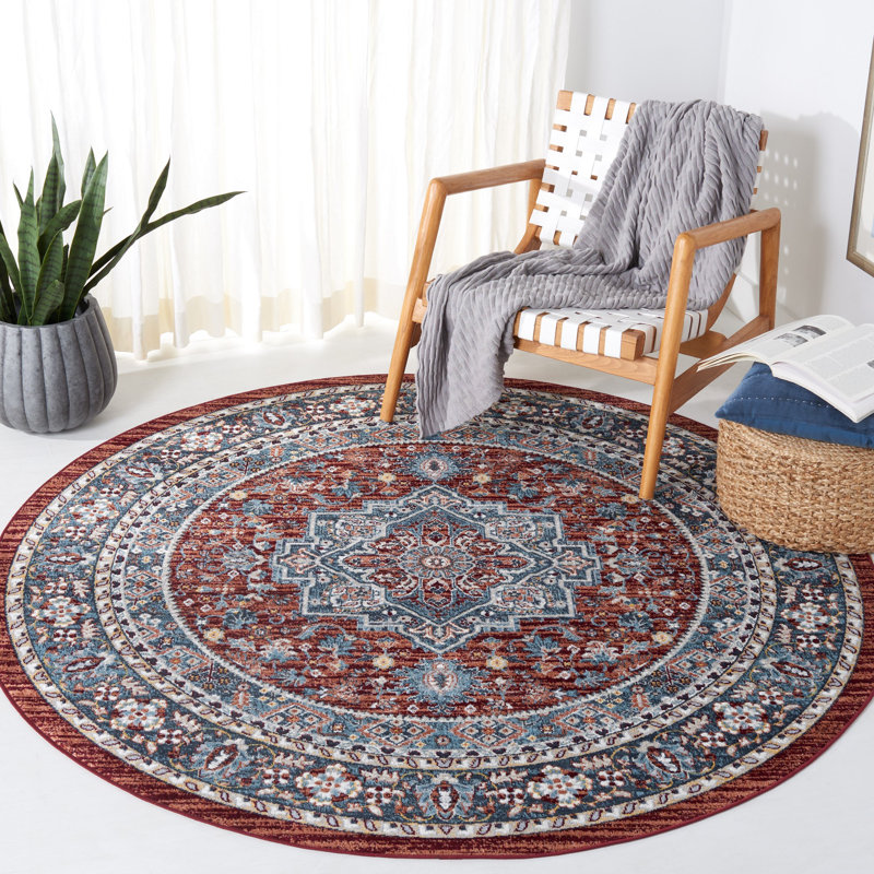 Bayside Performance Machine Washable Oriental Rug, Round 6'7"