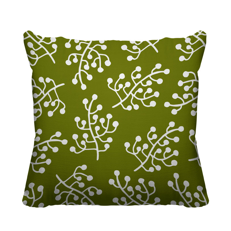Coussin intérieur / extérieur Charis Wild Flower, 19 po x 19 po, Chartreuse, Carré