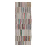 Rug & Kilim's Modern Patchwork Runner Kilim In Beige With Multicolor Stripes
