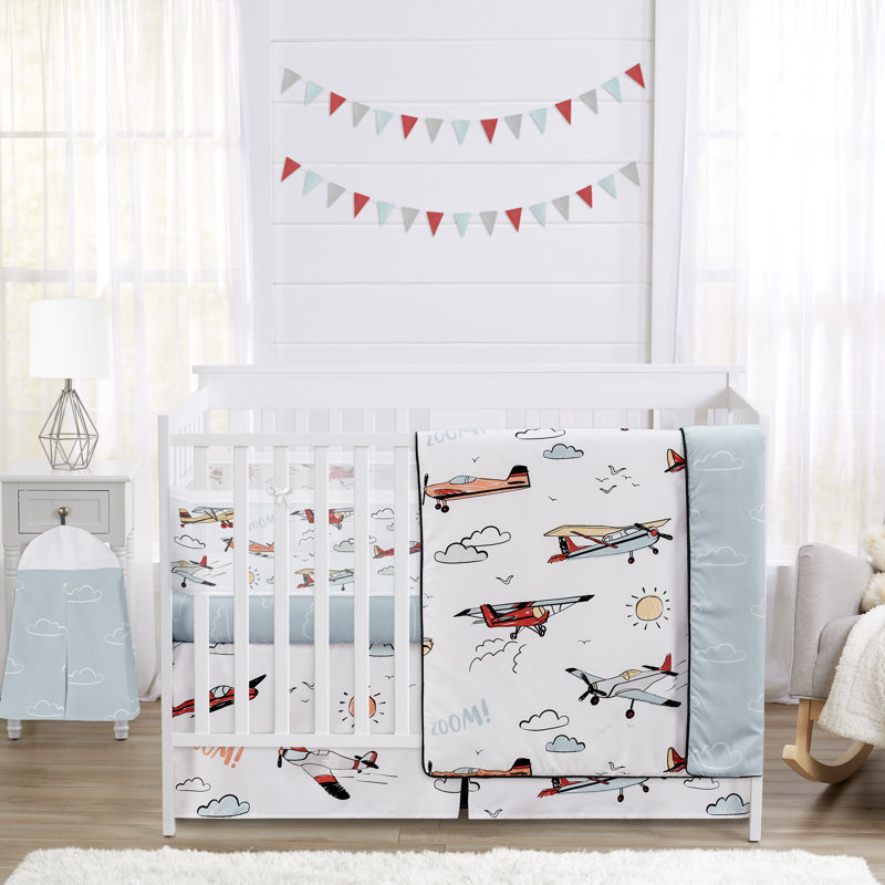Literie 6p pour lit de bébé Sweet Jojo Designs + doublure en maille respirante respirante Baby Aviator