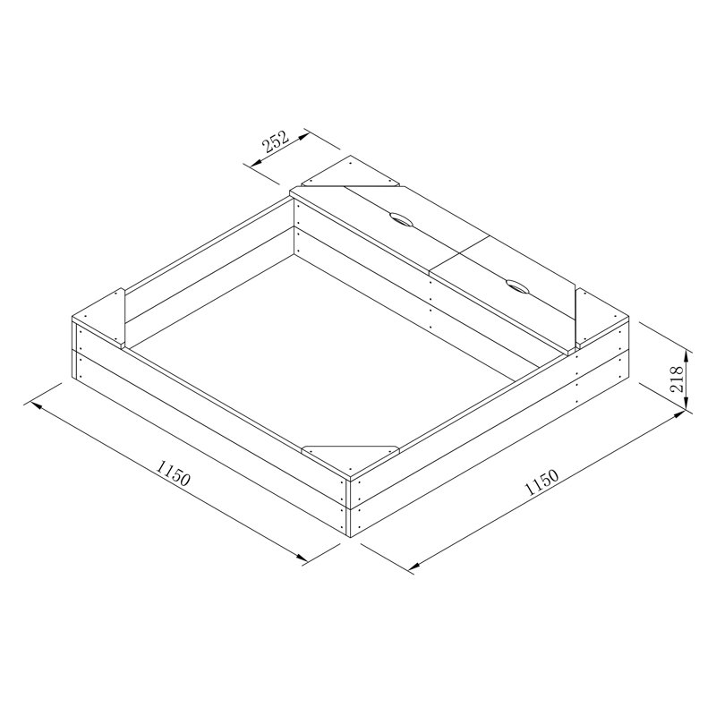 AXI 115cm x 21.8cm Solid Wood Sandbox with Cover