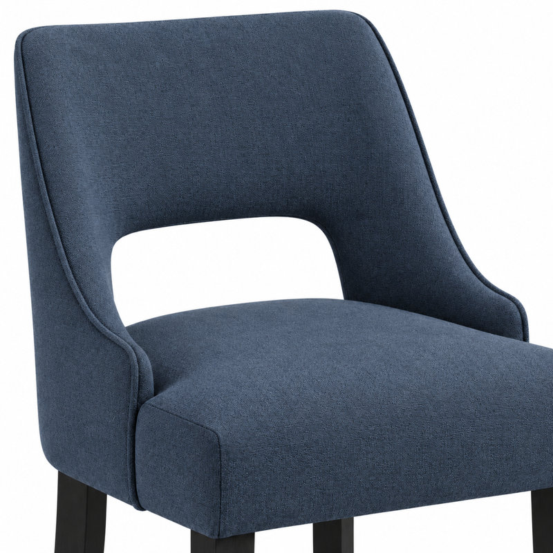  Tabourets de bar 26 po, chaises de bar rembourrées en bois massif (ensemble de 3), Bleu marine / pieds noirs