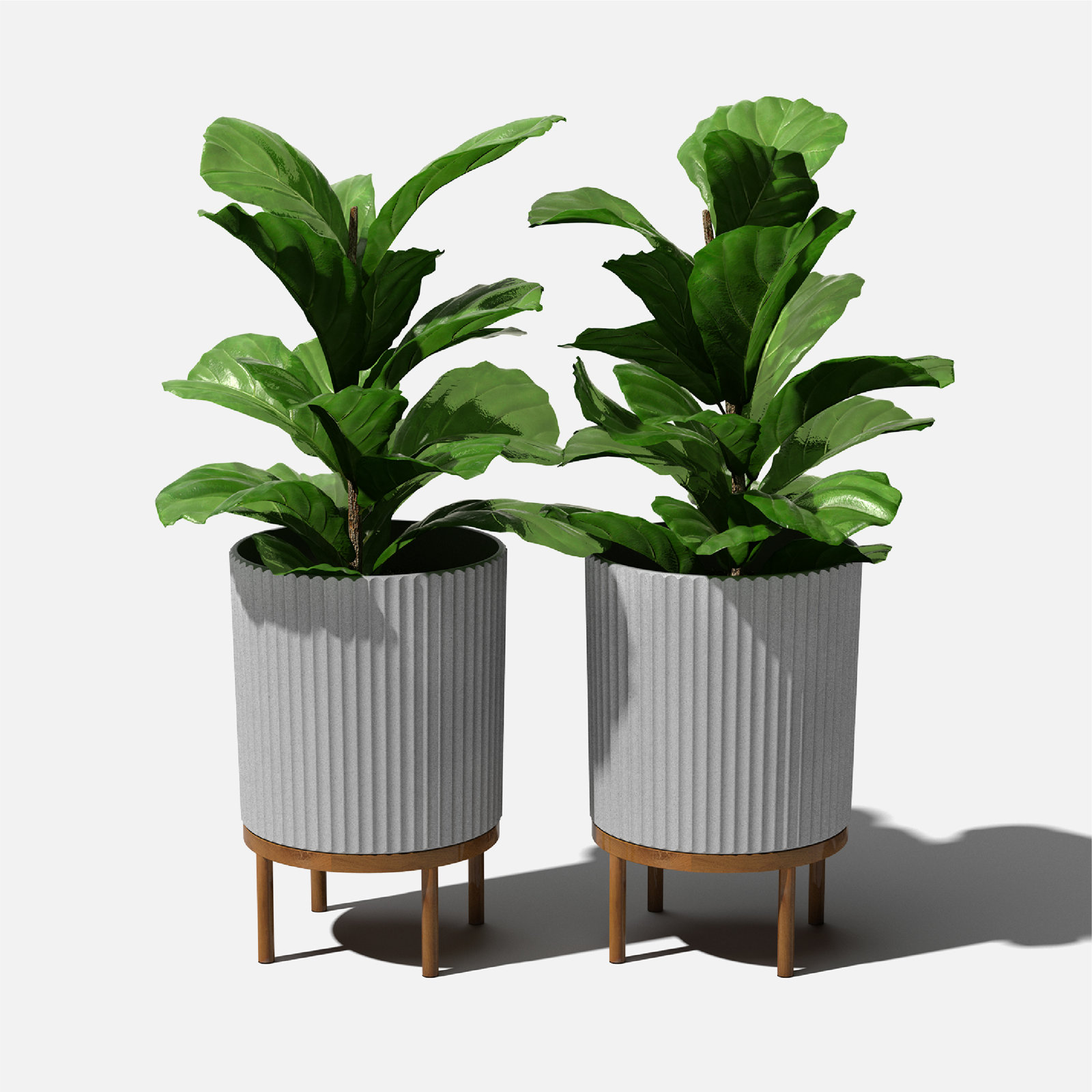 Demi Series Planter with Stand, 2, Gray/Brown, 22" H x 14.75" W x 14.75" D