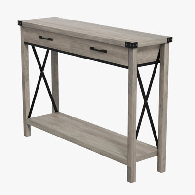 Industrial Console Table with Drawers - 43" Entryway Table, Narrow Long Sofa Table for Living Room, Couch, Hallway, Foyer, Kitchen Counter by Gracie Oaks