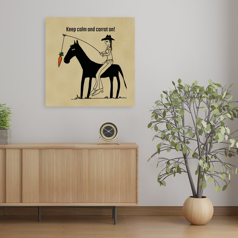 Carrot On Cowboy Ride Contemporary Horse Wall Art Print 1 Piece Wrapped Canvas Wall Art, 81.28cm H x 81.28cm W