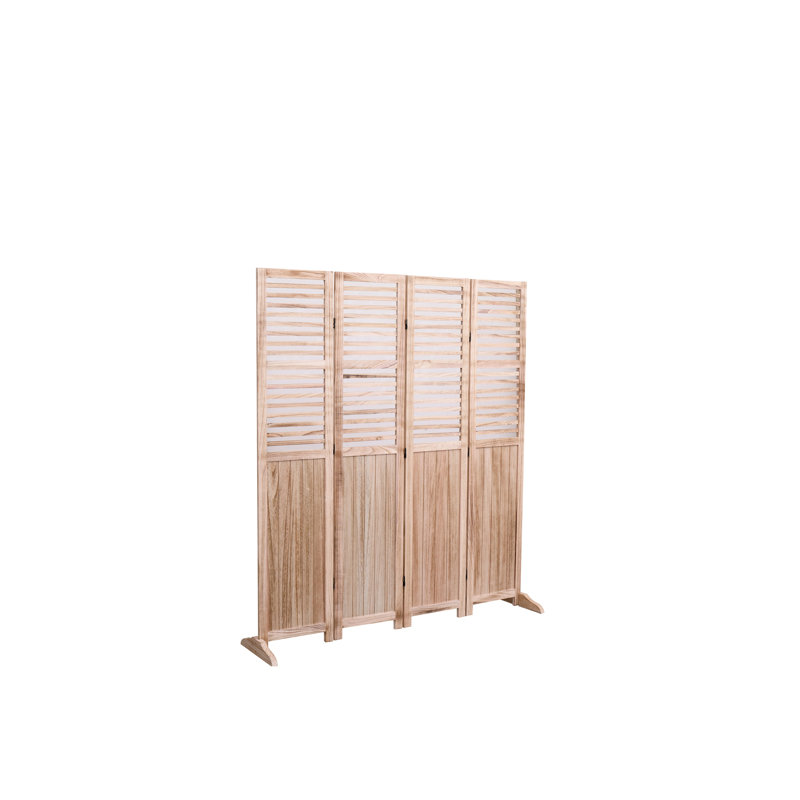 Paravent en bois massif l 55,2 po x H 65 po avec 4 panneaux, aspect naturel, charnières en métal pour un pliage rapide, rehausse la cloison décorative 4 pièces, H 65 po, finition, simplicité et manipulation, décoration intérieure