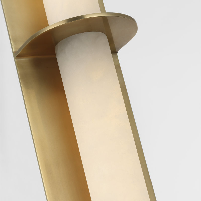 Kelly Wearstler Fosse 28" Linear Tube Sconce with Alabaster, Antique-Burnished Brass