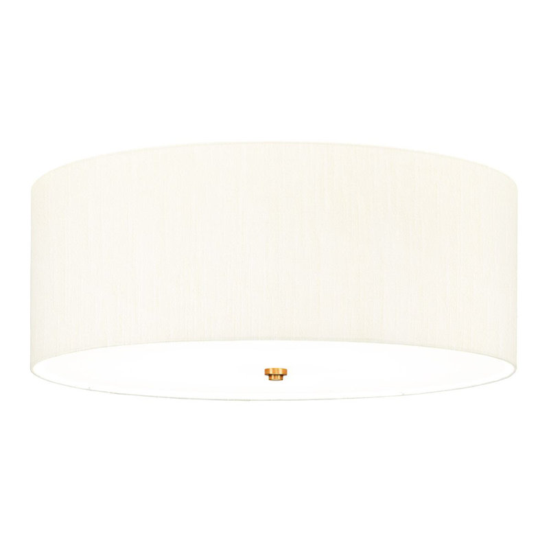 Ausie Fabric Semi Flush Mount, Aged Brass, 51cm H x 70cm W x 71cm D