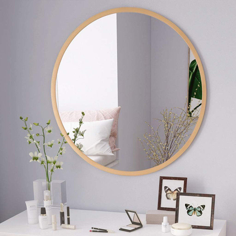 Miroir de salle de bain Denahi, 32 po x 32 po, Or brossé
