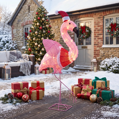 Décoration de jardin de Noël flamant de 3 pi, 30 lumières DEL blanc chaud