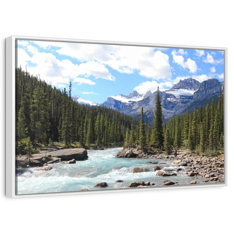 Rivière des montagnes Rocheuses, Cadre flottant blanc, 13 po x 9 po