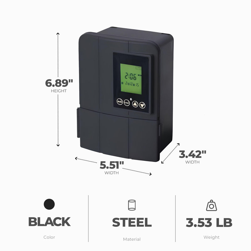 Fusion Low Voltage Outdoor LED Lighting Transformer with Timer, 50 Watt, Black