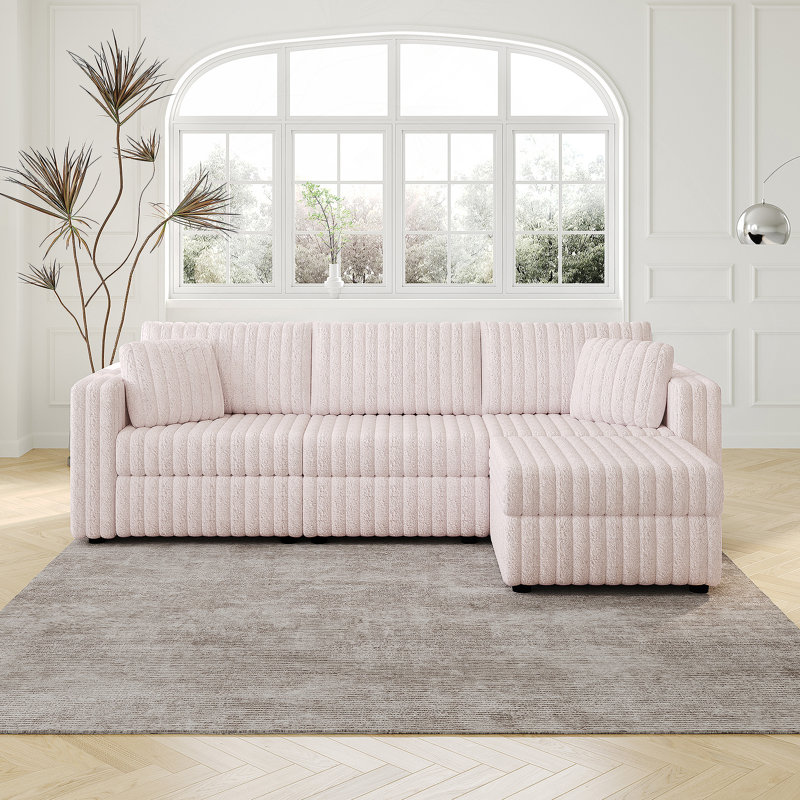 Canapé confortable pour 3 personnes avec coussins amovibles et rangement à levage hydraulique, Rose