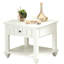 Table de bout en bois de peuplier classique - blanc délavé et tablette inférieure traditionnelle avec rangement blanchi