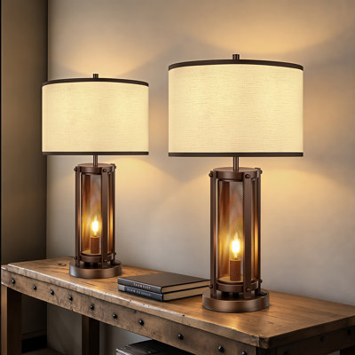24" Dimmable Table Lamp With Night Light And USB-A/C