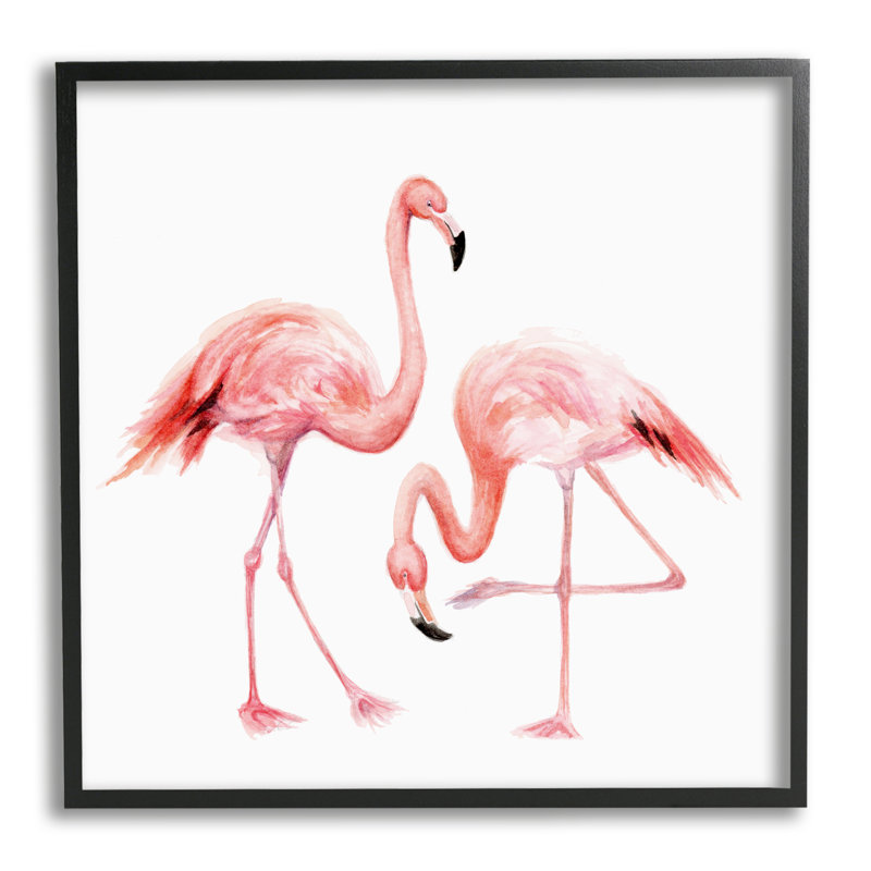 «B flexing Knee Flamingo Watercolor Children Nursery Animals» par Fox Hollow Studios - Peinture, H 24 po x l 24 po x P 1,5 po