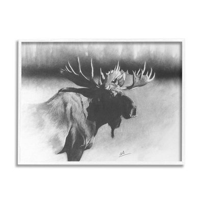 " Moose In Rustic Forest Realistic Pencil Drawing " by Cole Johnson