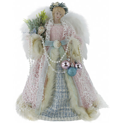 14" Pink & Blue Textured Chenille Angel