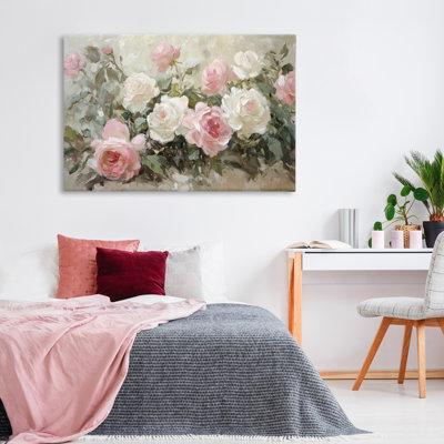 Bouquets de roses, toile rose et blanche, design par Petal Prints Design