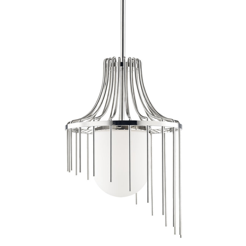 Kylie 1 - Light Unique/Statement Pendant, Polished Nickel, 27.25" H x 16" W x 16" D