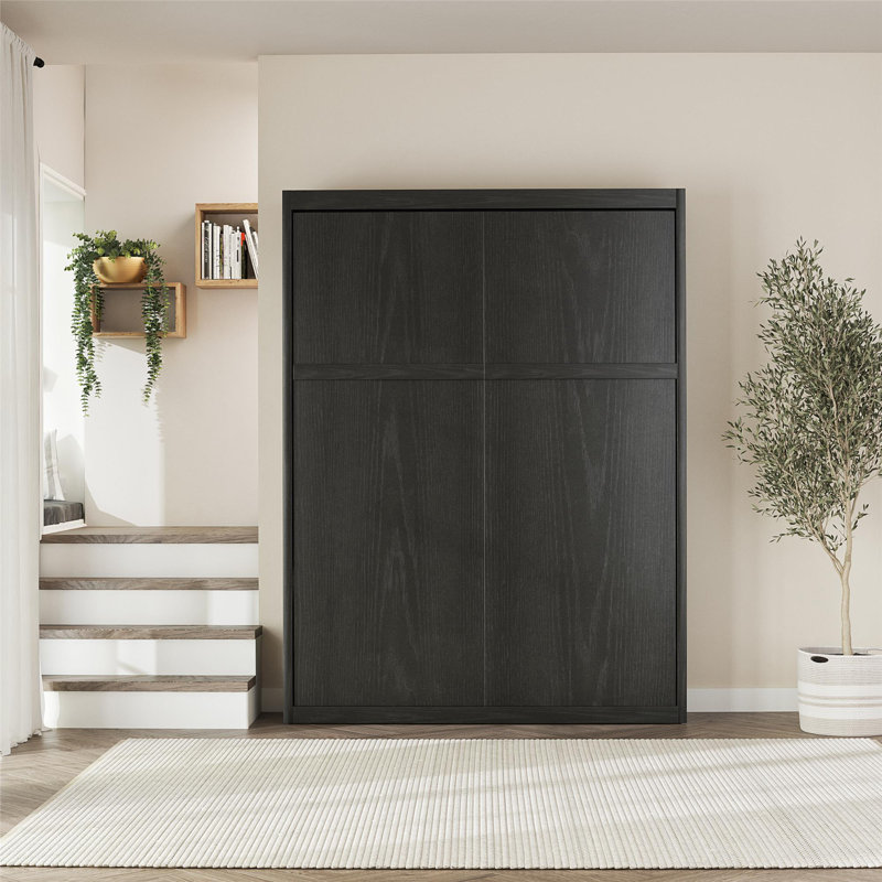 Grand lit escamotable avec matelas Wexford, Chêne noir