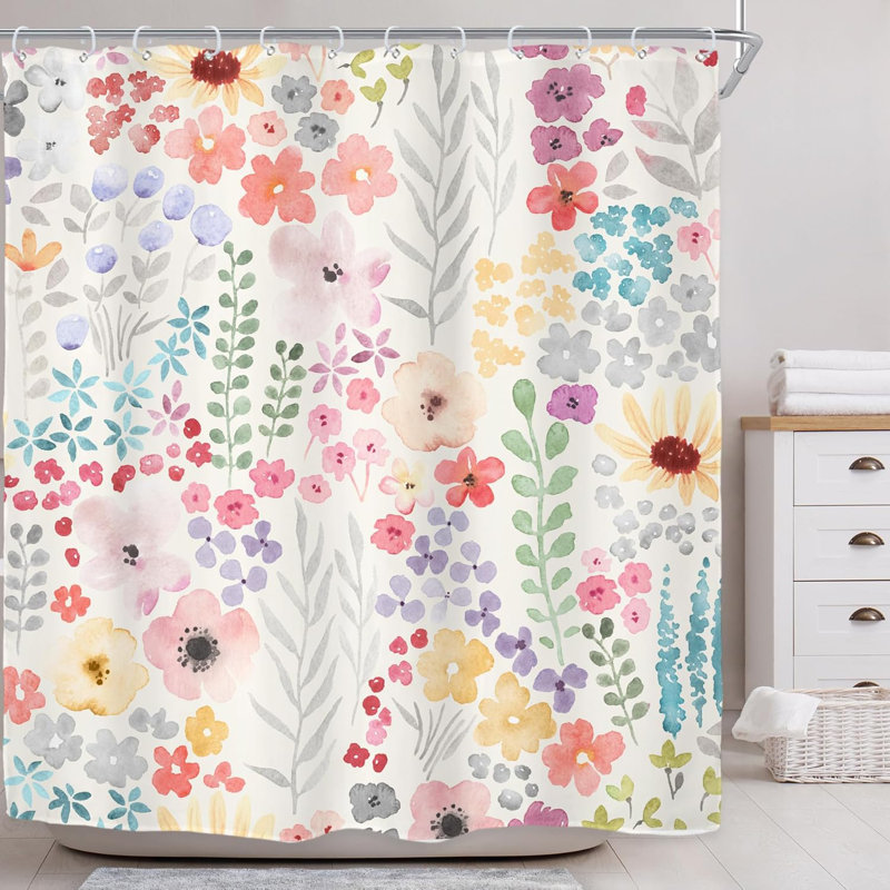 Rideau de douche extra long pour salle de bain 72Wx84h Boho Wildflower
